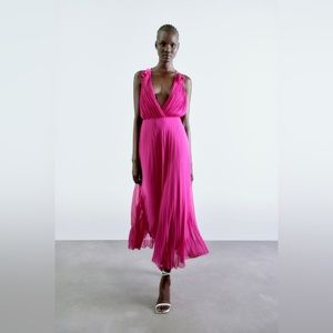 Zara Fuchsia Pleated Dress